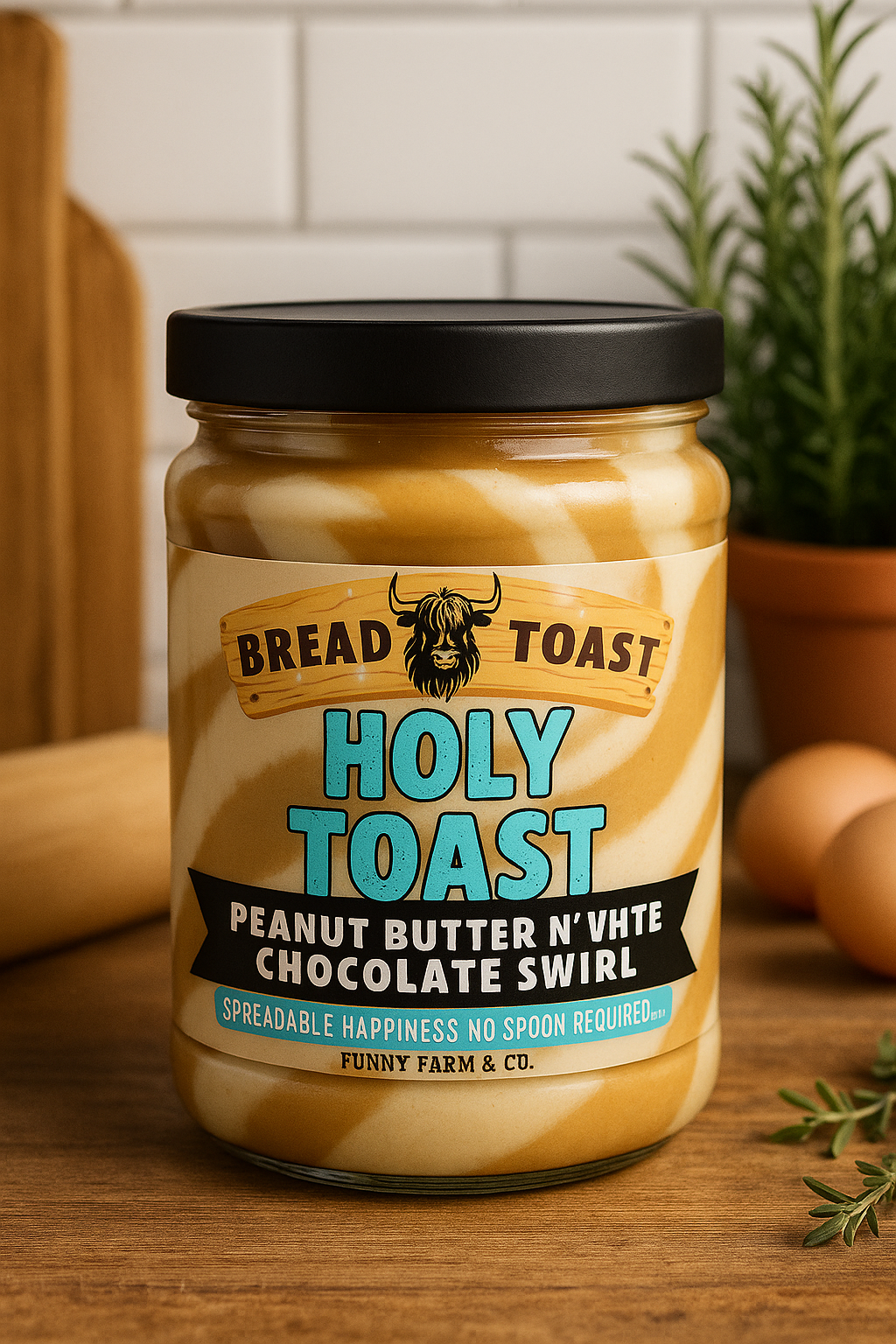 Holy Toast! Peanut Butter & White Chocolate Swirl-Spreadable happiness, no spoon required...